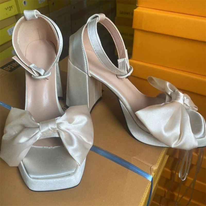 

Женские босоножки с бантом, туфли-лодочки, Новинка лета 2023, туфли-лодочки на высоком каблуке, сланцы, Лолита, дизайнерская обувь на массивном каблуке, женская обувь
