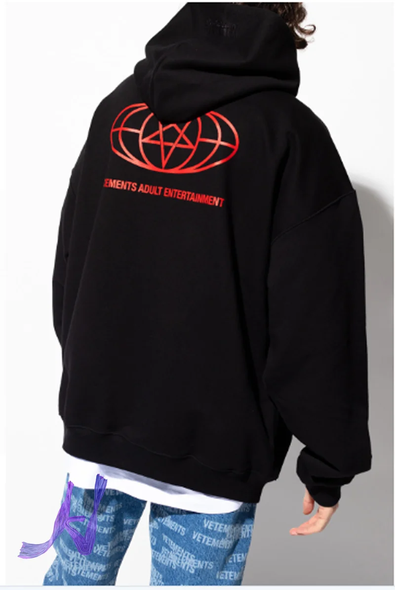 

VTM Pullover No Liner Casual Hoody Fashion Letter Side Slit Pocket Men Vetements Hoodie Sweatshirt Women