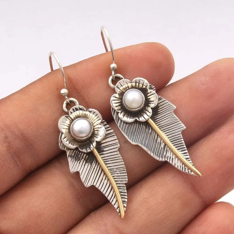 

Trendy Silver Women's Earrings Classic Carving Leaves Petal Drop Earrings for Women Stone Party Engagement Jewelry