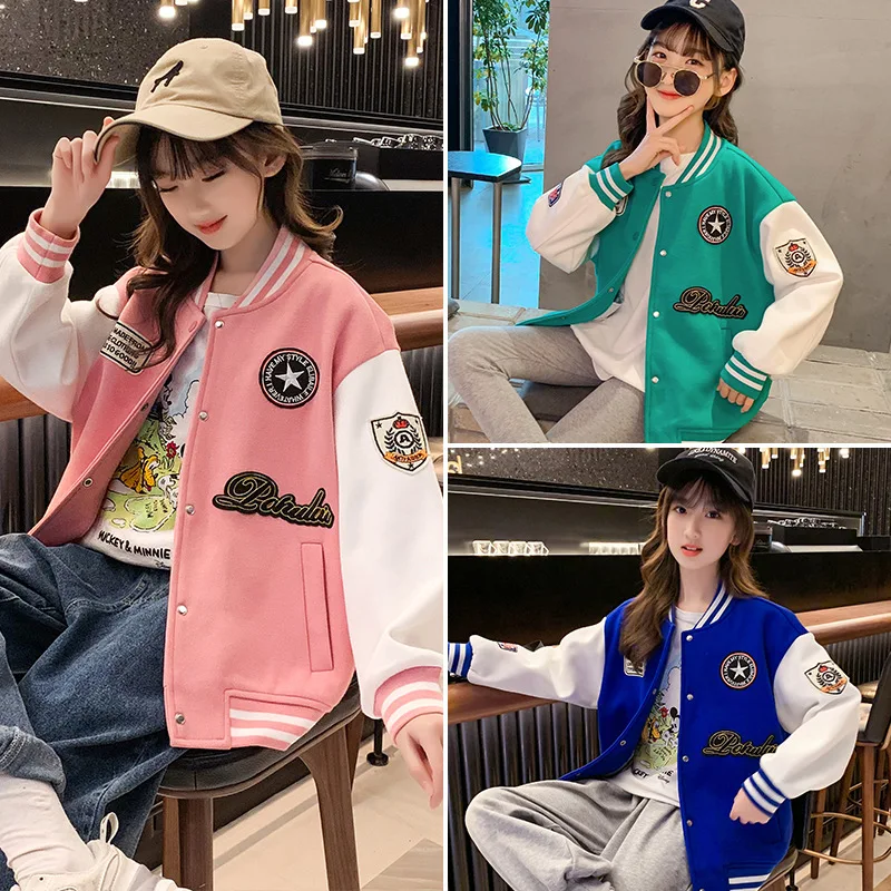 

Корейские демисезонные детские топы для девочек, куртка, бейсбольная форма для девочек начальной школы, одежда для девочек, верхняя одежда, 2023