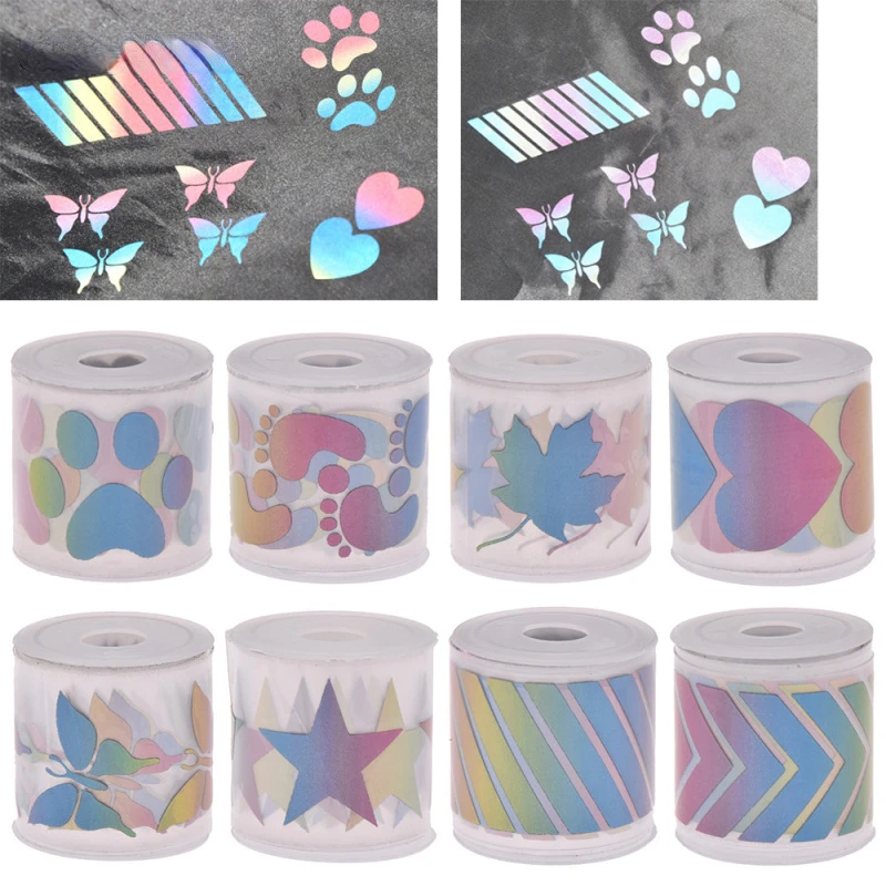 

1Mx3cm Colorful Star Footprint Reflective Sticker Tapes Heat-transfered Vinyl Film For DIY Iron On Garment Sewing Craft