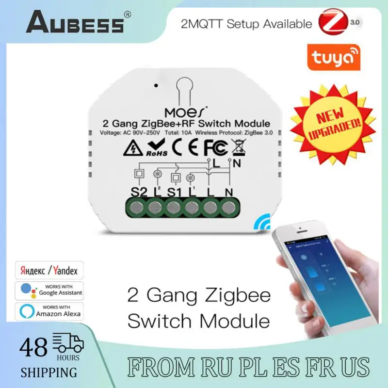 

Tuya ZigBee 3.0 Smart Light Switch Relay Module 2 Gang Zigbee+rf Switch Module Remote Work With Alexa Google Home