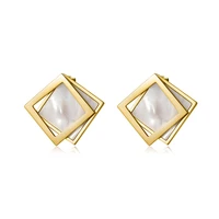 south korea fashion simple high quality geometric square shell titanium steel earrings gift banquet women jewelry earrings 2022