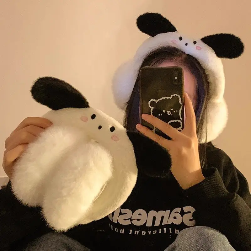 Kawaii аниме Pochacco плюшевые наушники женские зимние сохраняющие тепло складные