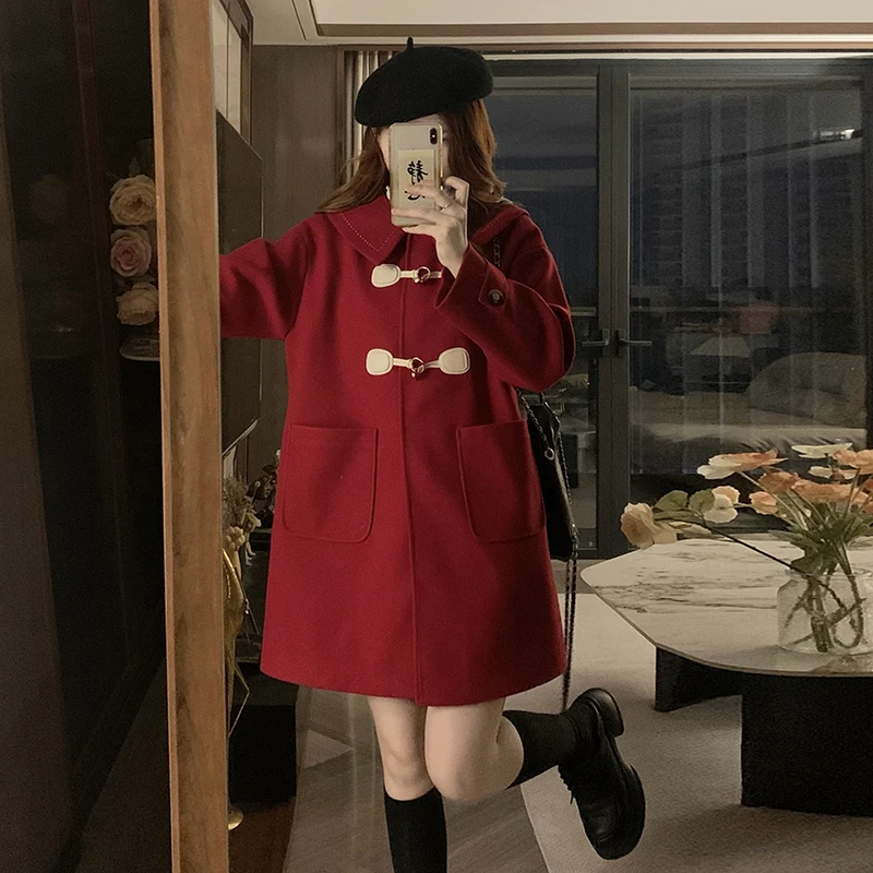 Mid-Length Thickened Woolen Jacket Women Autumn and Winter 2024 New Junior High School Student Loose Japan fashion JK ...