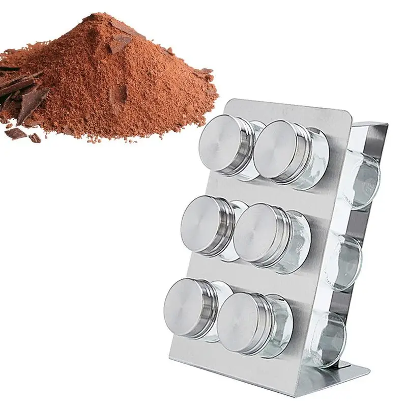 

Spice Jar Set 6 Pieces Dust-Proof Stainless Steel Spice Rack Seasoning Storage Organization For Salt Pepper Chicken Powder Chili