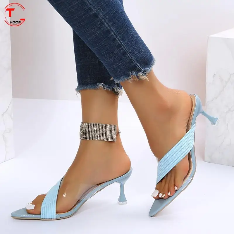 

Sexy Queen Gladiator Sandals Knit Women's Jelly Clear PVC Sandals Pointed Toe High Heels Party Cross Women's Sandals TGHDOF
