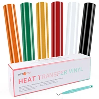 htvront 6 pack colors 12x5ft30x150cm pu heat transfer vinyl roll for cricut t shirt printing diy iron on htv film easy to cut