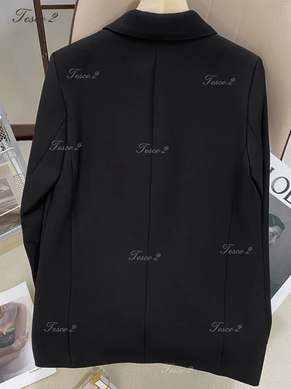 Formal Jacket Suit For Women Peak Lapel Double Breasted Cloose Fit Women's Suit Jacket For Spring Autumn Office Lady Wear