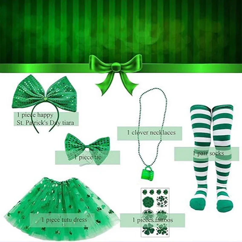 Комплект из 6 предметов зеленая юбка-пачка женские и детские головные уборы носки