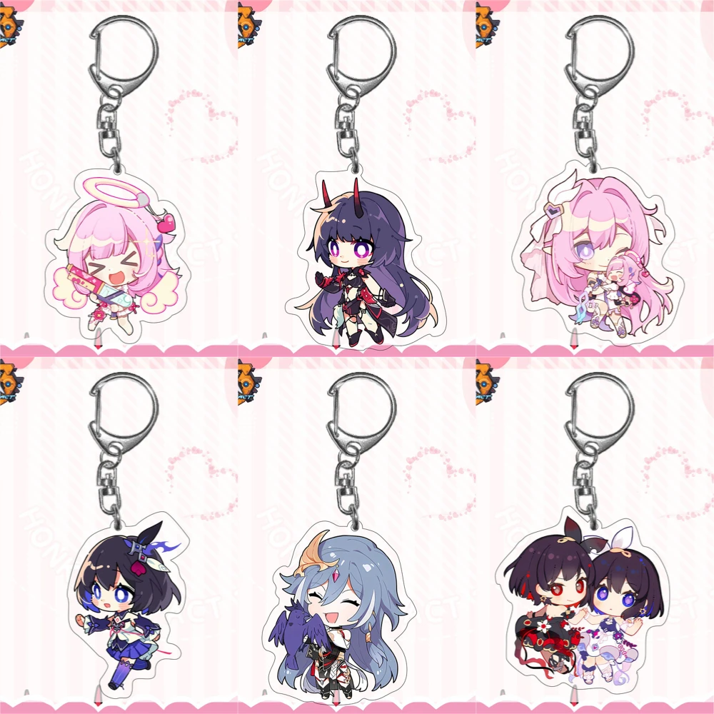 Фото Акриловый брелок для ключей по аниме-игре Honkai Impact 3, фигурка Элизии, двусторонний мультяшный кулон, украшение для сумки, подарок №1