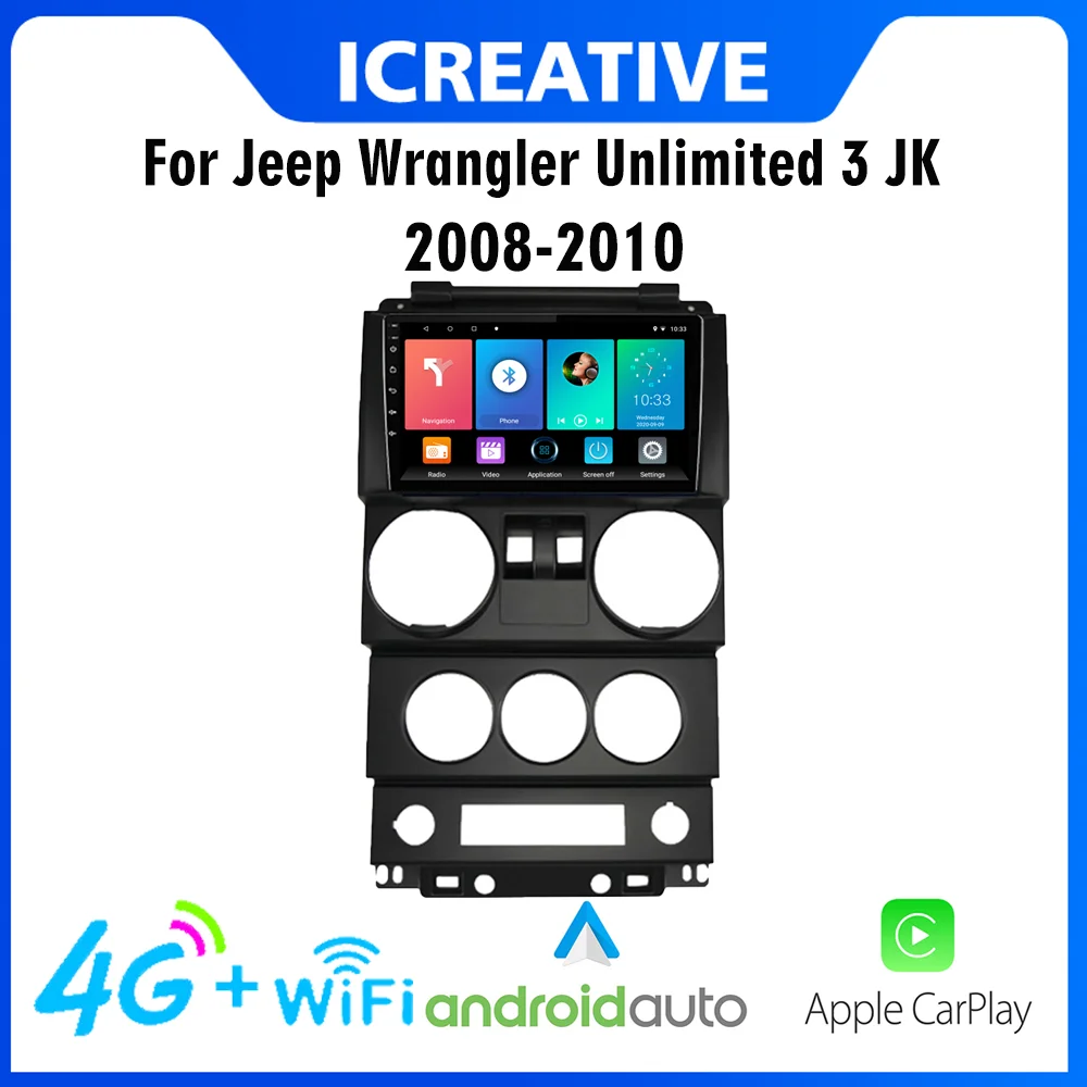 

9 inch Android 2 Din Car Multimedia Stereo Player Autoradio For Jeep Wrangler Unlimited 3 JK 2008-2010 Navigation GPS Wifi Radio
