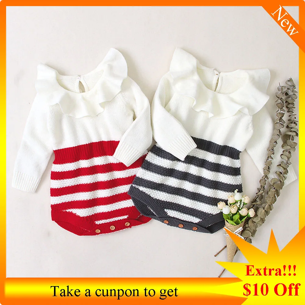 

Детский трикотажный комбинезон в полоску, с длинным рукавом