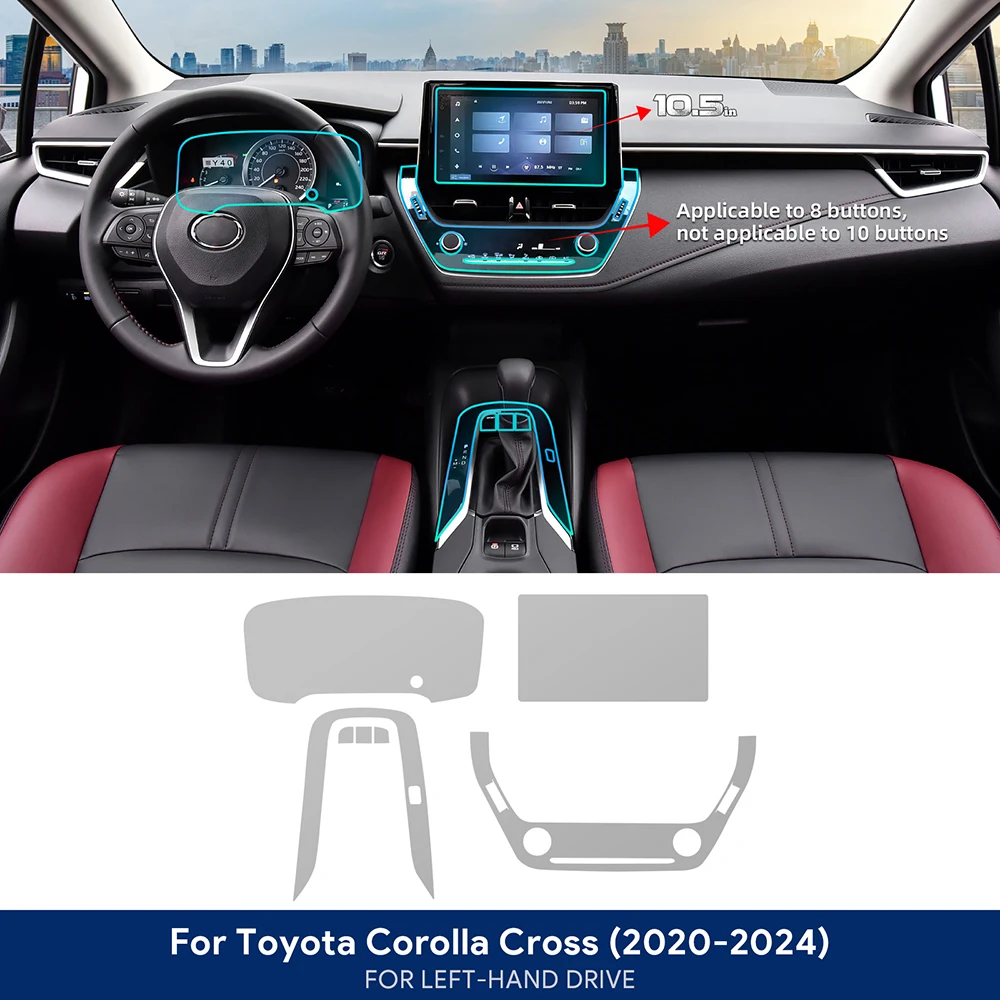

Пленка TPU для салона Toyota Corolla Cross 2020 2021 2022 2023 2024. Защитная наклейка для навигационного экрана 10,5 дюйма, защита от царапин.