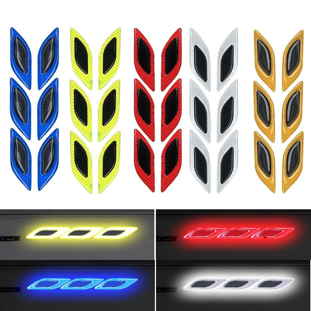 

Car Reflective Stickers Reflector Styling Carbon Fiber Bumper Strips Anti-Scratch Safety Warning Sticker Exterior Accessories