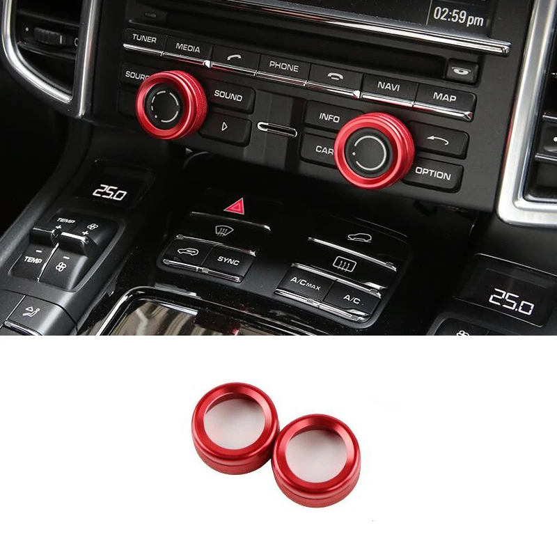 

Aluminum Alloy Air Conditioning Knob Trim Cover Car Accessories For Porsche Cayenne Macan Panamera 2010 2012 2016 2014 2013 2017