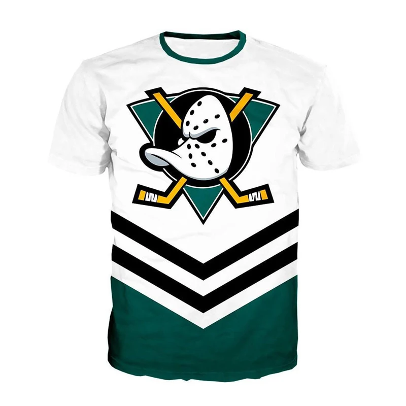 

2022 New Print T-Shirt Mighty Duck 3D Print Helmet Short Sleeve Shirt Hip Hop Cute Top Plus Size Men's T Clothing