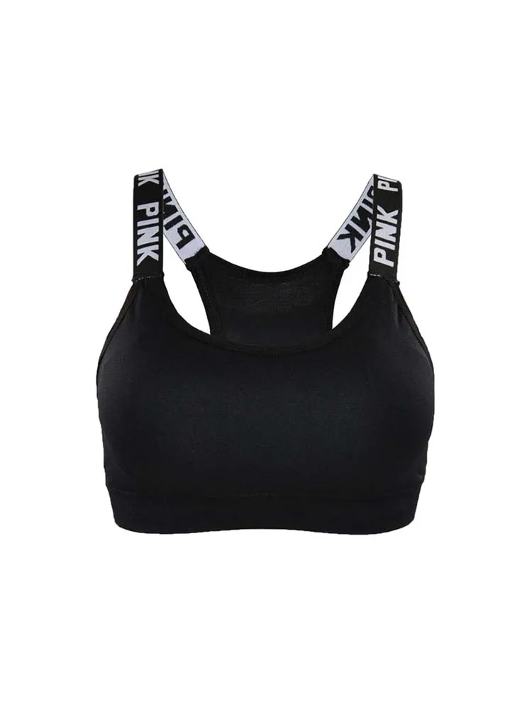 

Women's Sports Bra Push Up Fitness Bra Yoga Bra Sport Underwear Running Gym Fitness Tops Black White Letters Seamless