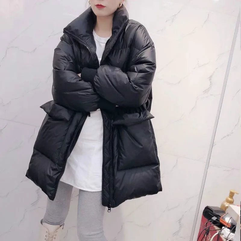 

2022 New Ladies Casual Fashion Down Jacket White Duck Down Down Loose Waist Coat Winter Warm Jacket