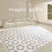 French Retro Floral Plaid Carpet For LivingRoom Blue/Pink/Yellow Flower Modern Home Decor Sofa Area Rug Art Bedroom Kid Play Mat