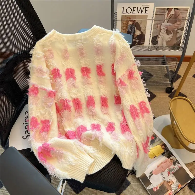 

Ленивый и романтический женский свитер Su, новинка осень-зима 2023, свободный дизайн, чувство ниши, универсальный трендовый трикотажный женский свитер