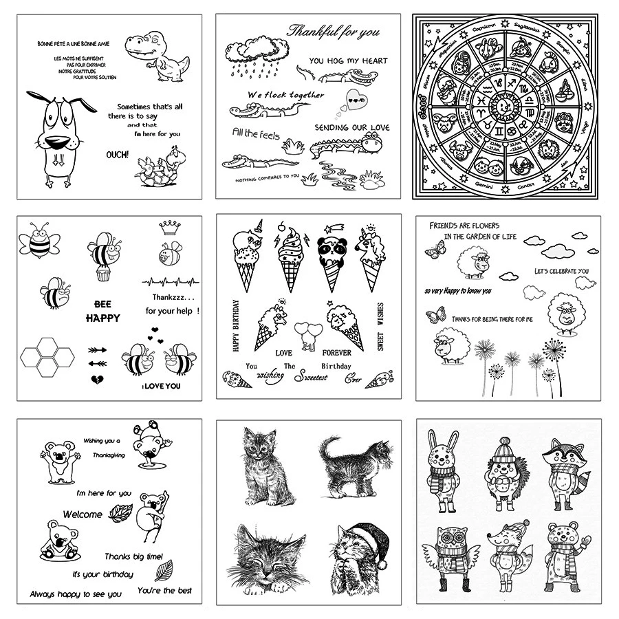 

2022 New Cute Animal Transparent Clear Stamps / Silicone Seals Roller Stamp for DIY Scrapbooking Photo Album/Card Making 14*14cm