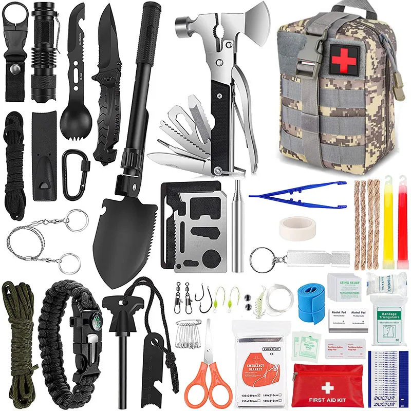 142pcs Survival gear First Aid Kit IFAK Molle System Compatible Outdoor Gear Emergency Kits Trauma Bag for Camping Hunting
