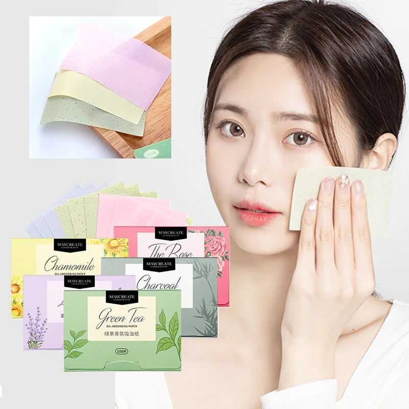 

100Sheets Face Oil Blotting Paper Protable Matting Face Wipes Face Cleanser Tissue Oil Control Oil-absorbing Face Cleaning Tools
