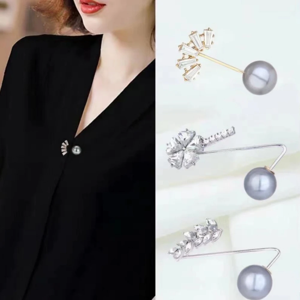 

Pearl Brooch High-Grade Women's Anti Slip Buckle Summer Design Sense Of Clothing Accessories Temperament Neckline Pin For Girls