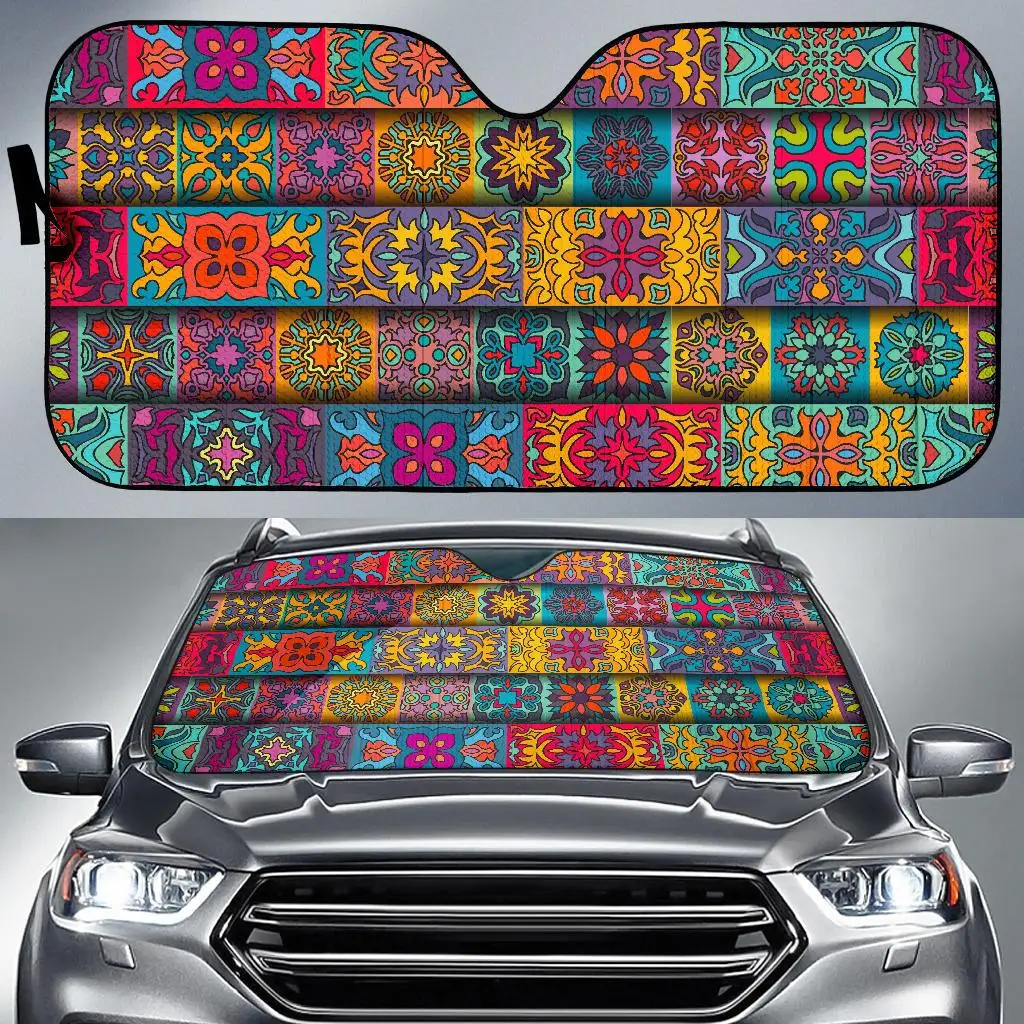 

Rectangle Mandala Bohemian Pattern Print Car Sun Shade