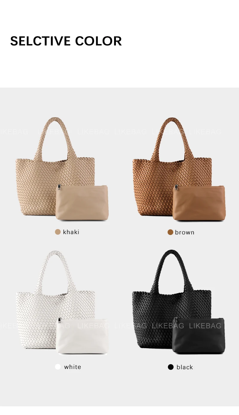 LIKEBAG Women's Fashion Handbag Handbag PU Leather Shoulder Bag Large Capacity Woven Handbag