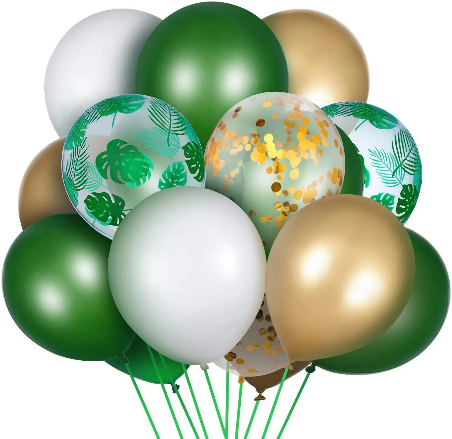 

15pcs Jungle Wildlife Theme Balloon Palm Leaf Ballon Metal Baloon Green White Happy Birthday Party Balon Babyshower Wedding Dec