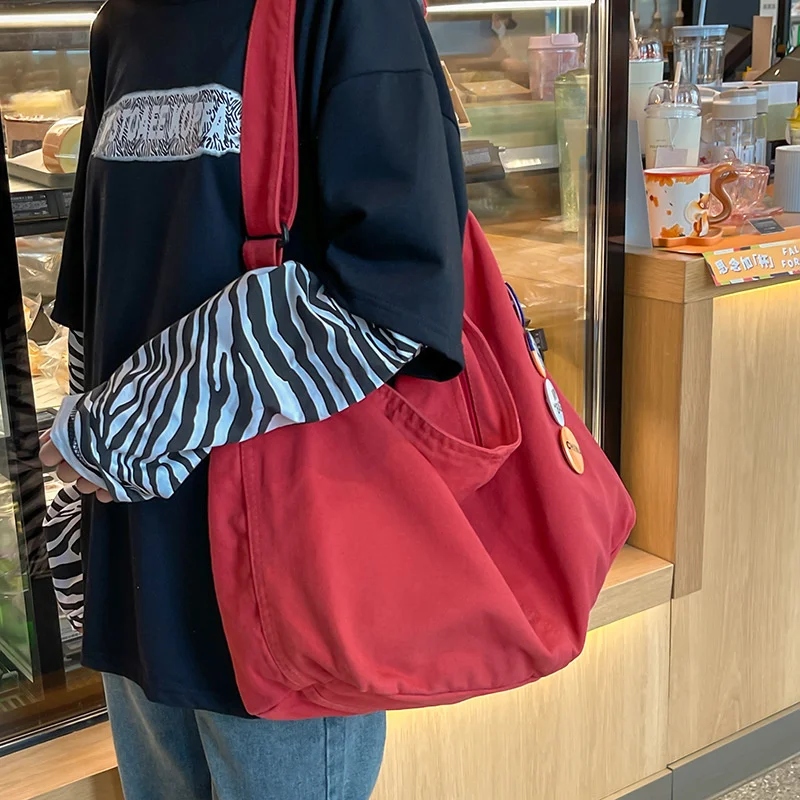 

Women's School Messenger Bags for Women Shoulder Ladies Designer Handbag Solid Large Capacity Casual Canvas Shoulder Female Bags