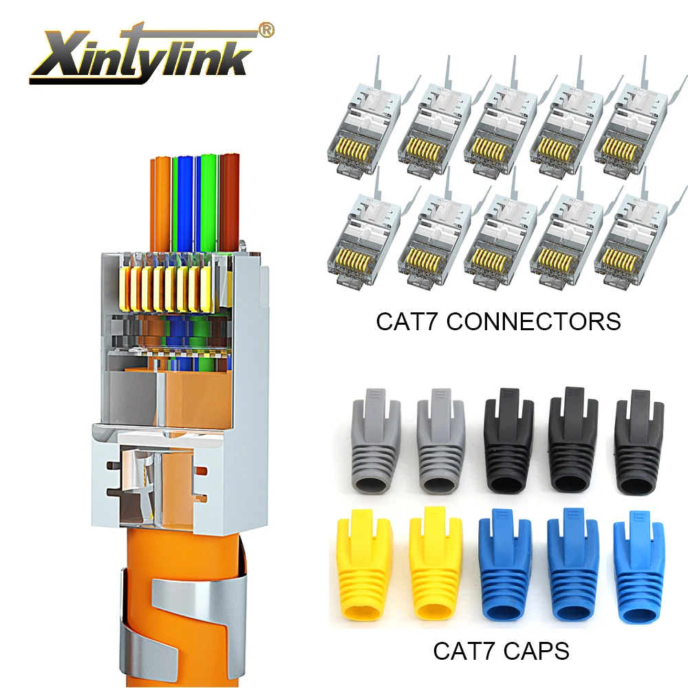 Коннектор xintylink CAT7, CAT6A, rj45, 50U, RJ 45, штекер кабеля ...