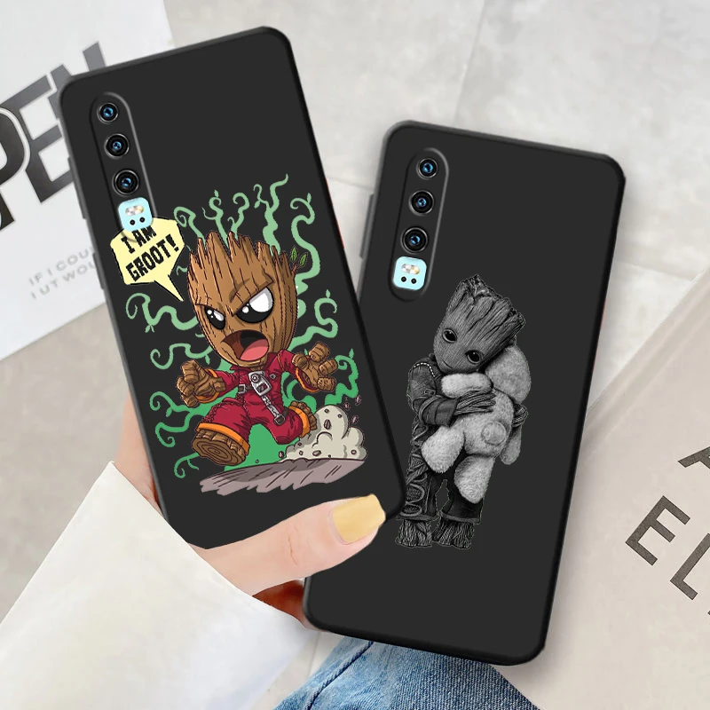 

Marvel cute Treant Groot Phone Case For Huawei P50 P40 P30 P20 Lite 5G Nova Plus 9 SE Pro 5T Y9S Y9 Prime Y6 Balck TPU
