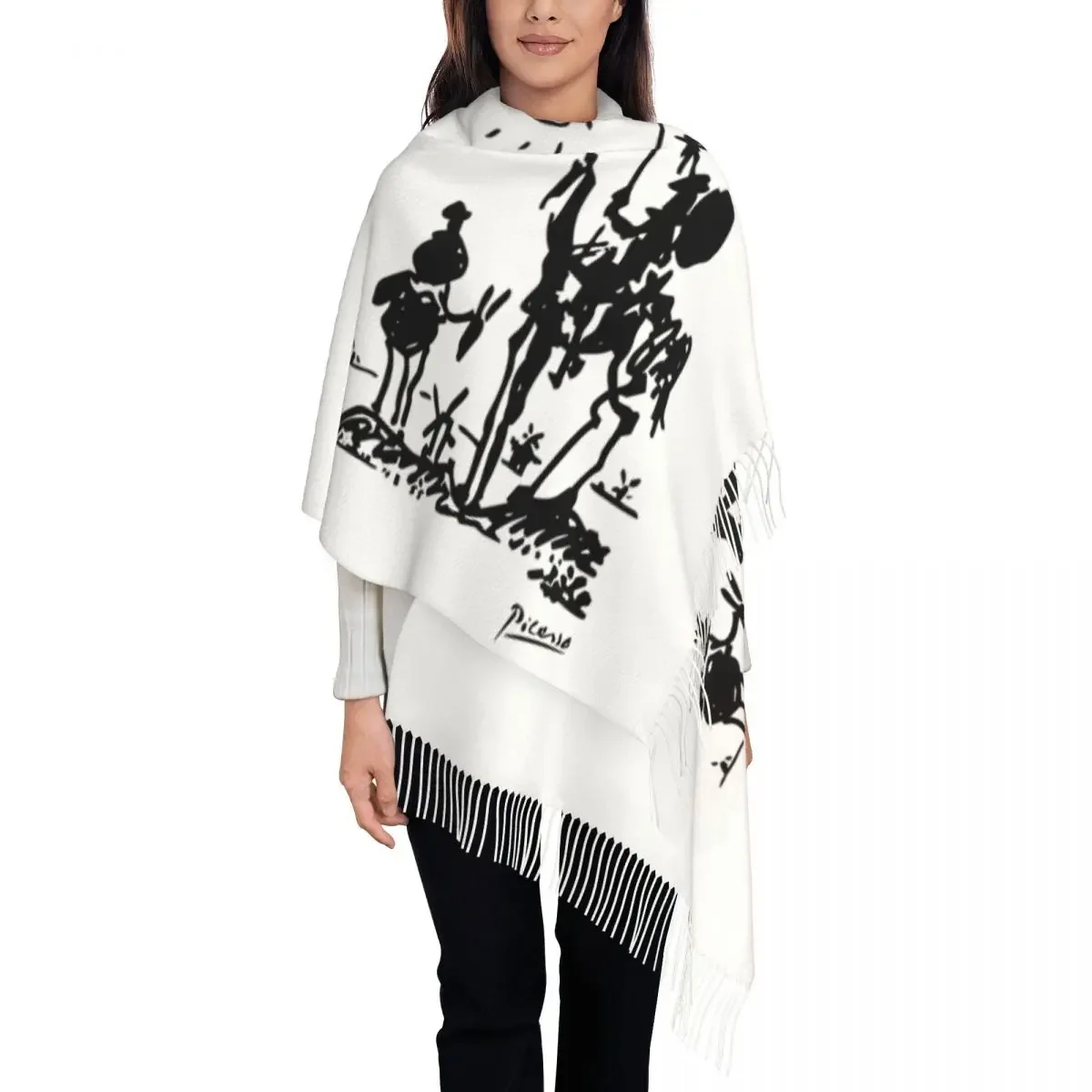 

Picasso Tassel Scarf Women Soft Don Quixote Shawl Wrap Lady Winter Scarves