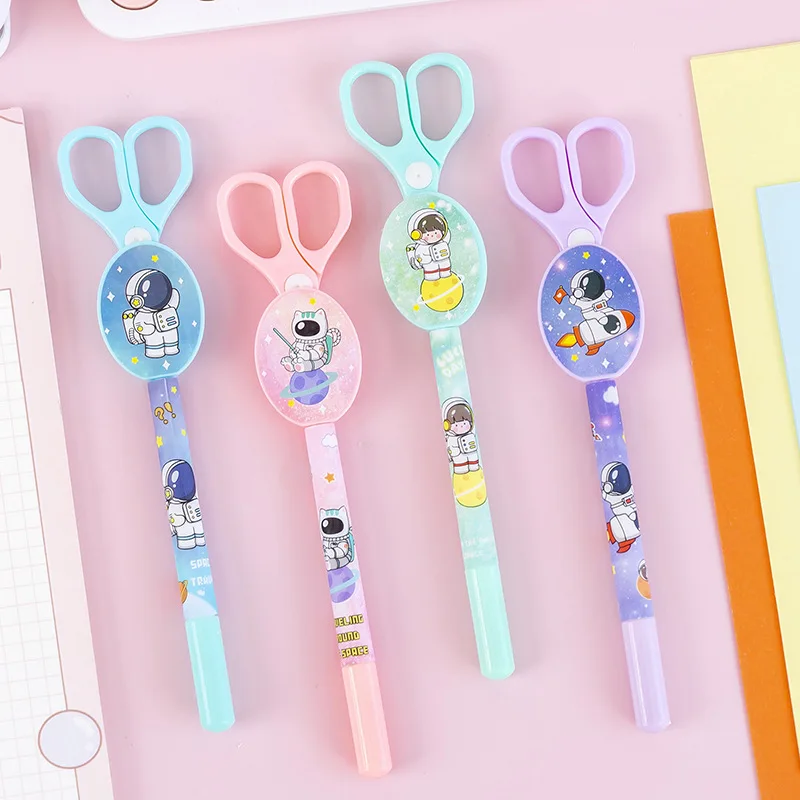 

1PCS Cute Cartoon Creative Spaceman Scissors Gel Pen Black 0.5mm School Student Gift Prize Christmas Gift Stationery Supplies