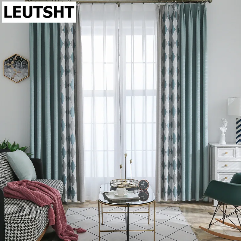 

Nordic Curtains for Living Dining Room Bedroom Cotton Imitation Chenille Linen Seamless Curtain Drapes Window Curtain