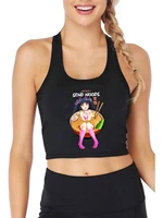 japanese anime girl send soods print breathable slim fit crop tops womens yoga exercise tank top summer camisole