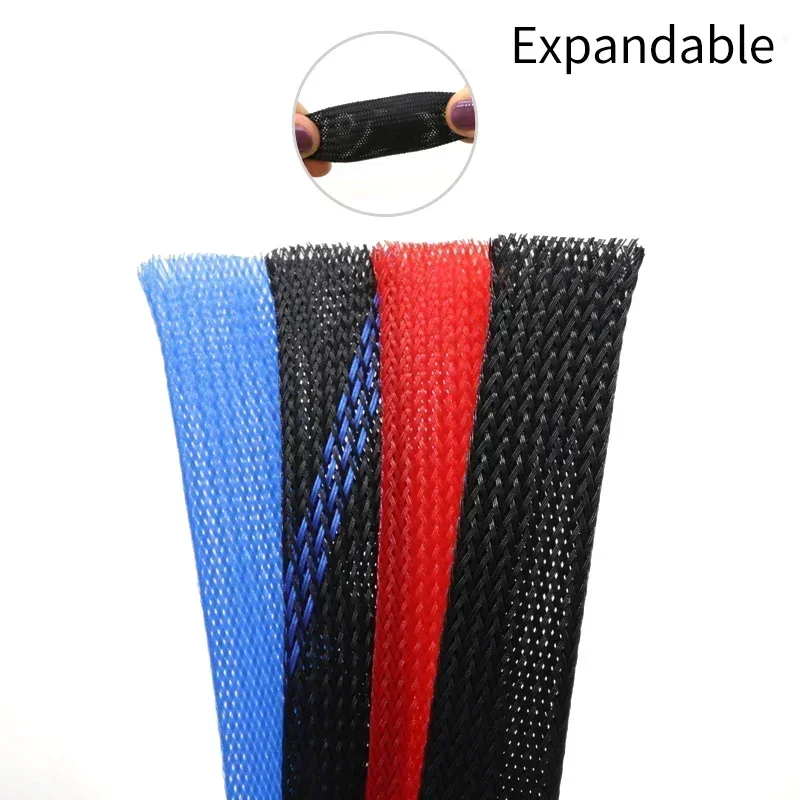 2/10m PET Expandable Braided Sleeve 2/4/6/8/10/12/14/16/20/25/30/40mm High Density Insulation Nylon Cable Protector Sheath DIY