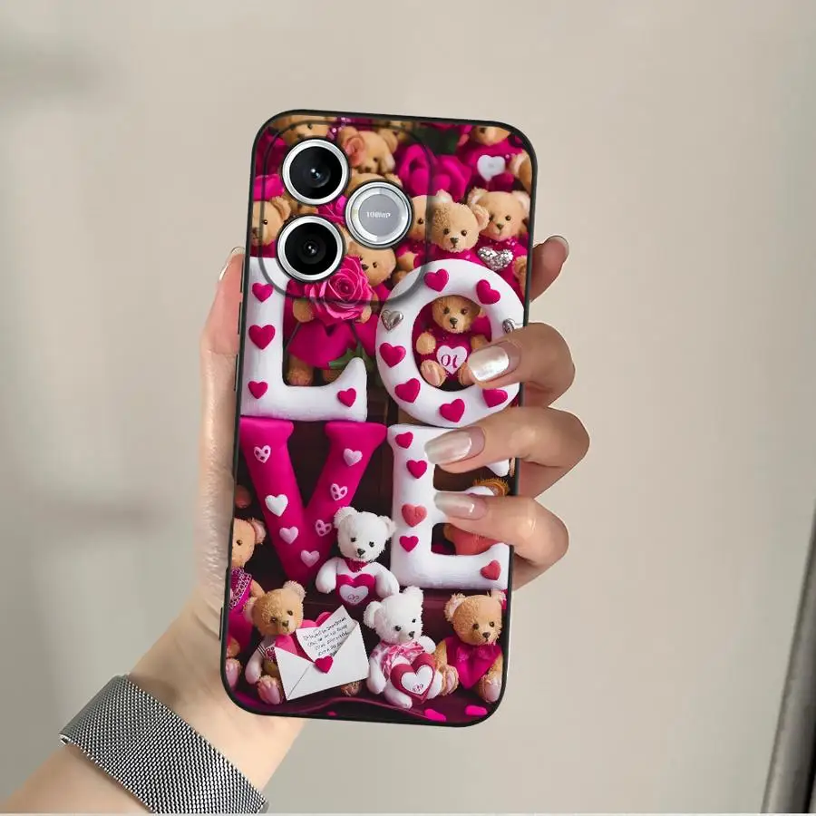 Фото Чехол для телефона Funda для Honor 70 90 8X Magic5 X8 600 X6 200 400 X7 X9 X5 с милым медведем ко Дню святого Валентина №4