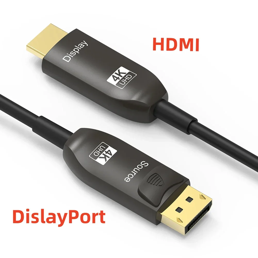 Оптоволоконный кабель Displayport to HDMI 4K@60Hz DP 1.2 2.0 Cabo 10 м 20 30 50 70 100 для ТВ Компьютер PS5