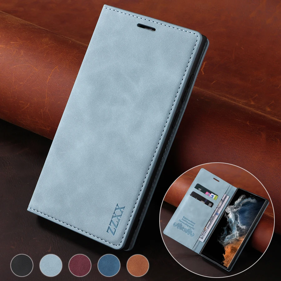 

For Samsung Galaxy S22 S21 S20 Plus Ultra FE S10E S10 S9 S8 Plus A12 A13 A50 A51 A52 A52S A53 Wallet Skin Feel Flip Leather Case