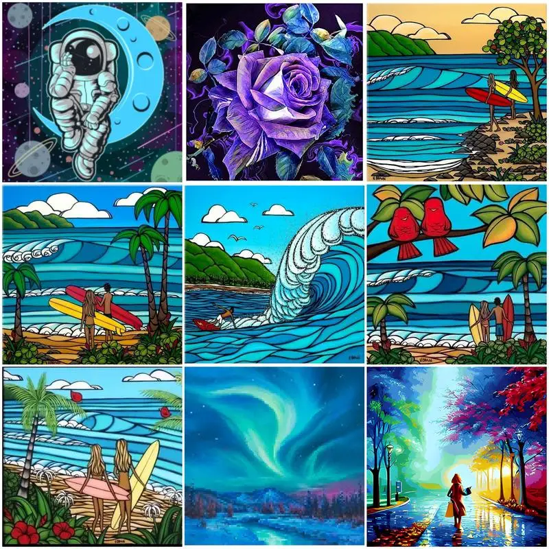 

CHENISTORY Painting By Numbers Cartoon Astronaut Drawing On Canvas Pictures By Numbers Illustration Number Painting Artwork