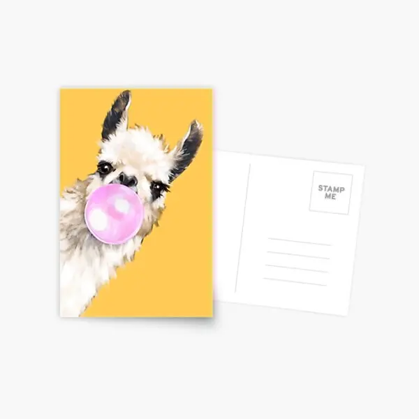 

Пузырьковая жвачка, лама в горчичном желе, открытка, мультяшная фотокарточка, фотография, стиль Hoom, Современная печать, для помещений, прост...