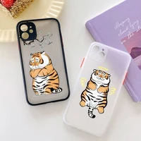 cute cartoon tiger phone case matte transparent for iphone 7 8 11 12 13 plus mini x xs xr pro max cover
