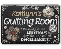 tin personalized quilting room metal sign 8 x 12 or 12 x 18 use indooroutdoor gift for quilters
