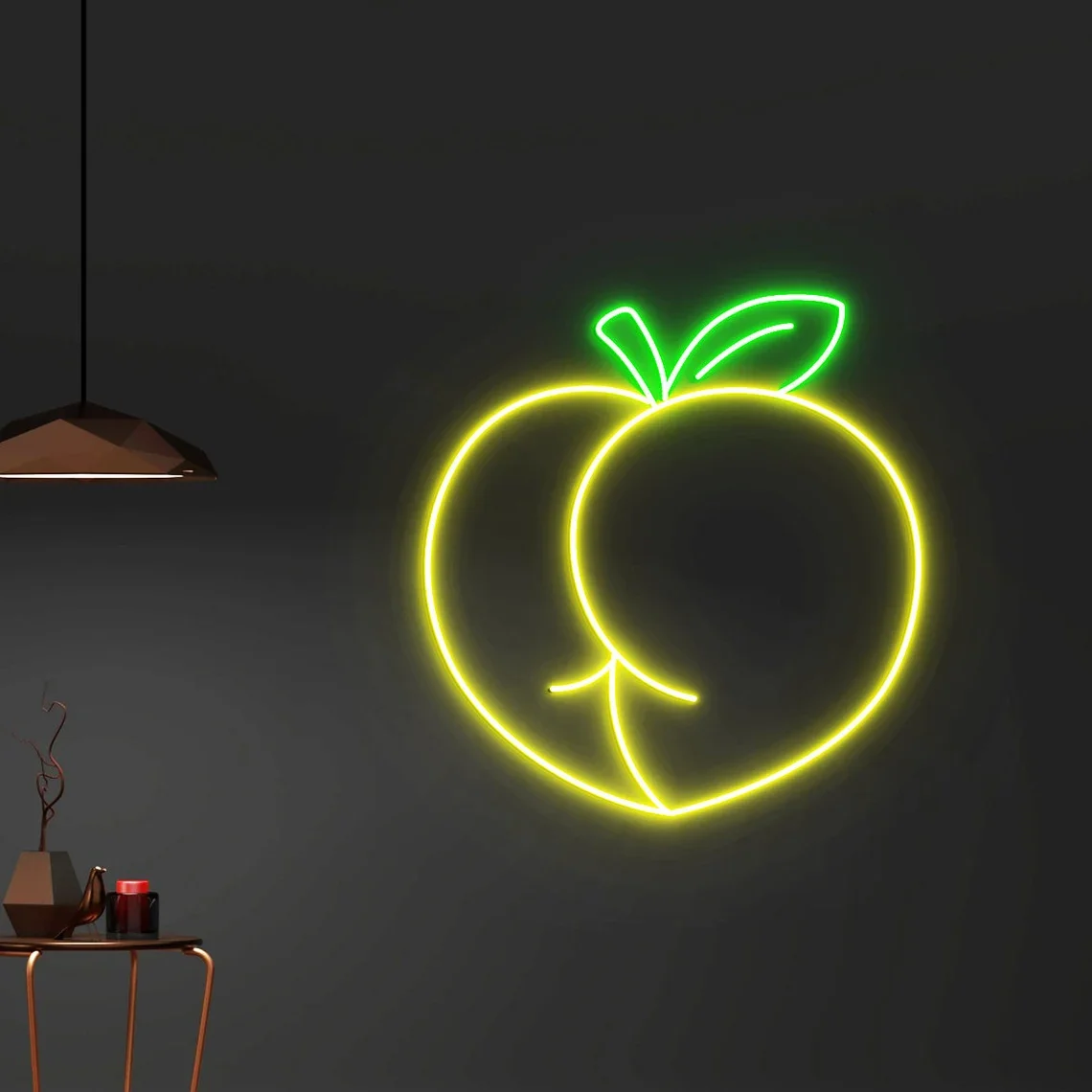 Персиковая неоновая вывеска в виде ягодиц для игровой комнаты спальни Ночной