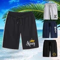 mens casual shorts summer male king printing drawstring shorts breathable boardshorts loose running basketball training pants
