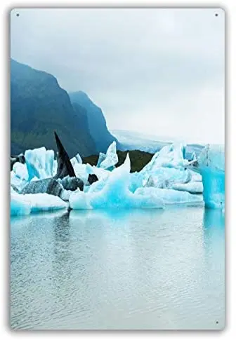 

Metal Sign Fjallsarlon Glacial Lake in Iceland Modern Wall Art